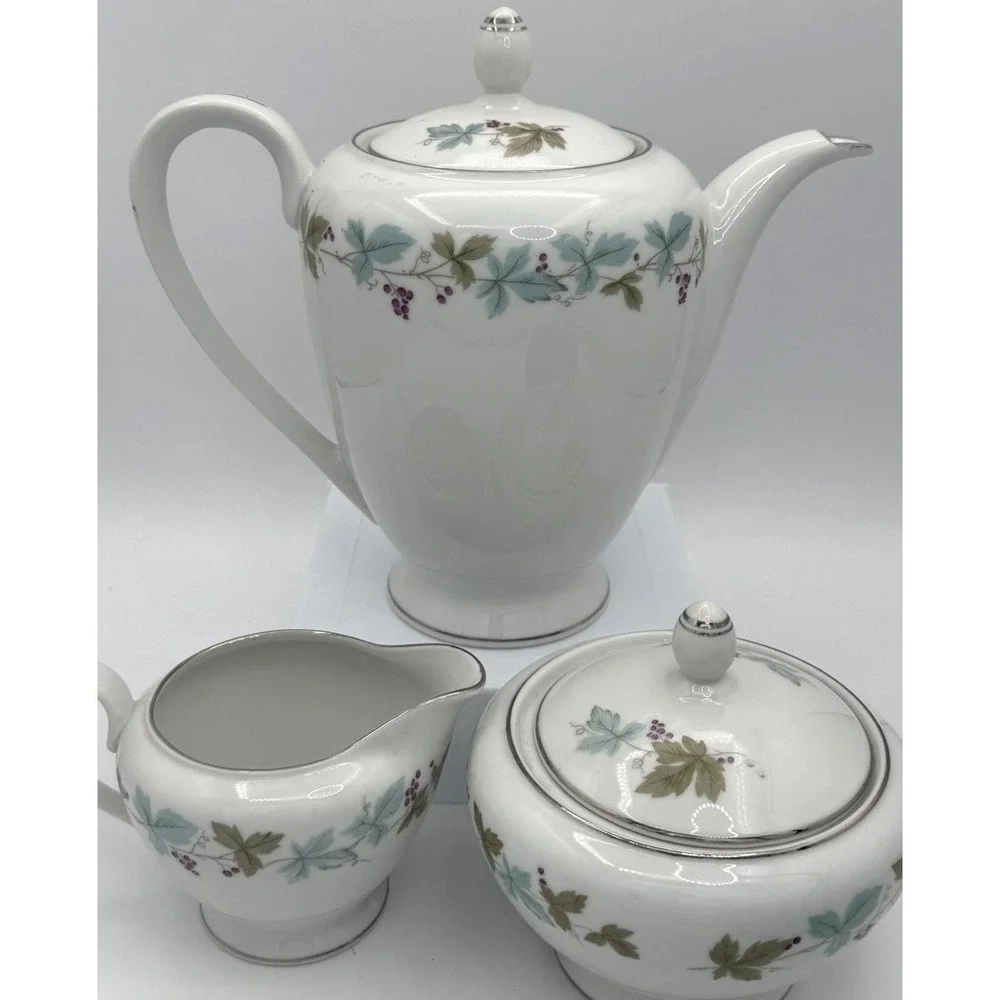 Vintage Fine China Japan 6701 Teapot Creamer & Sugar Bowl Schoenfeld 1967 EUC